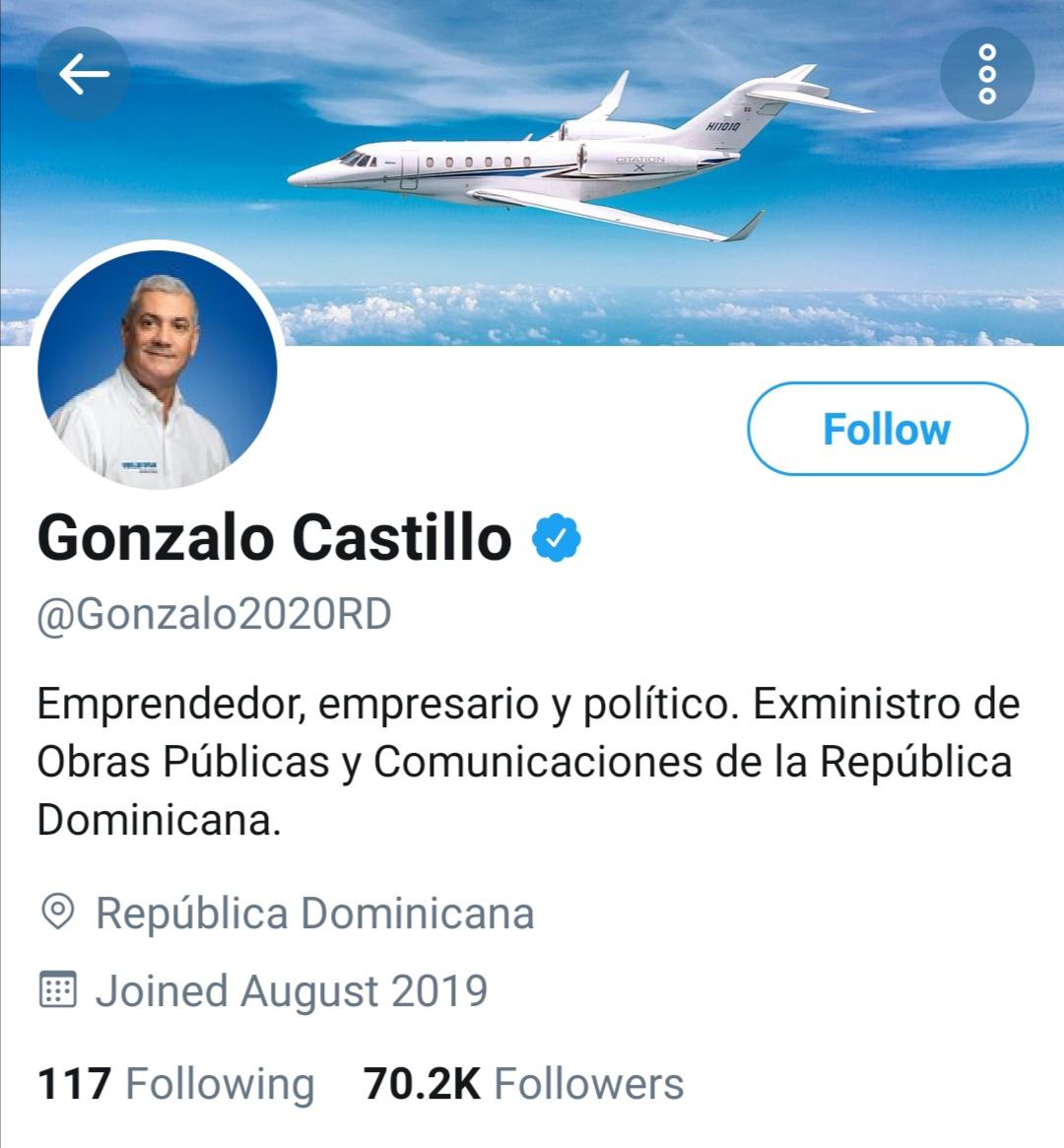 Nuevo perfil de Gonzalo Castillo en Twitter.