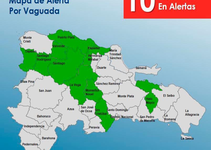 COE mantiene en alerta verde 10 provincias 