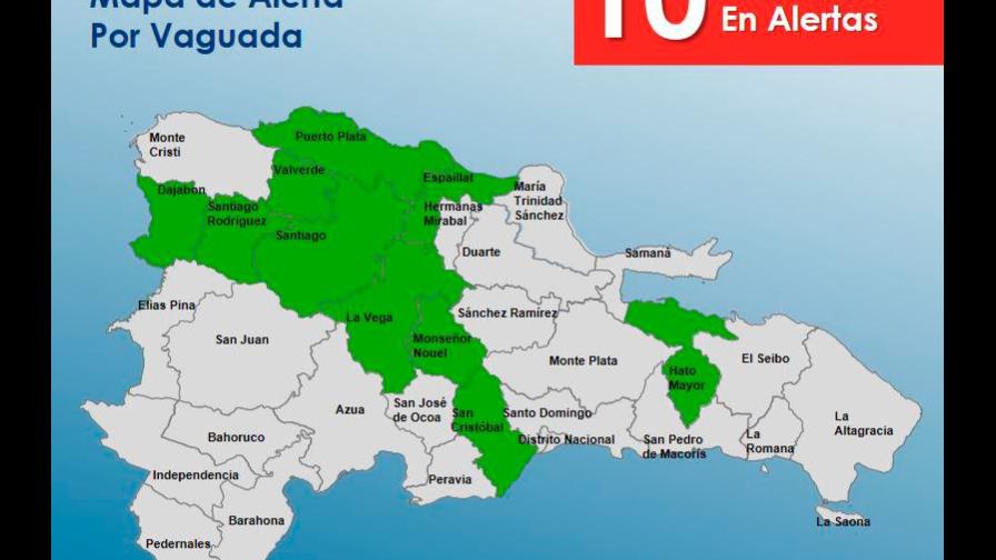COE mantiene en alerta verde 10 provincias 