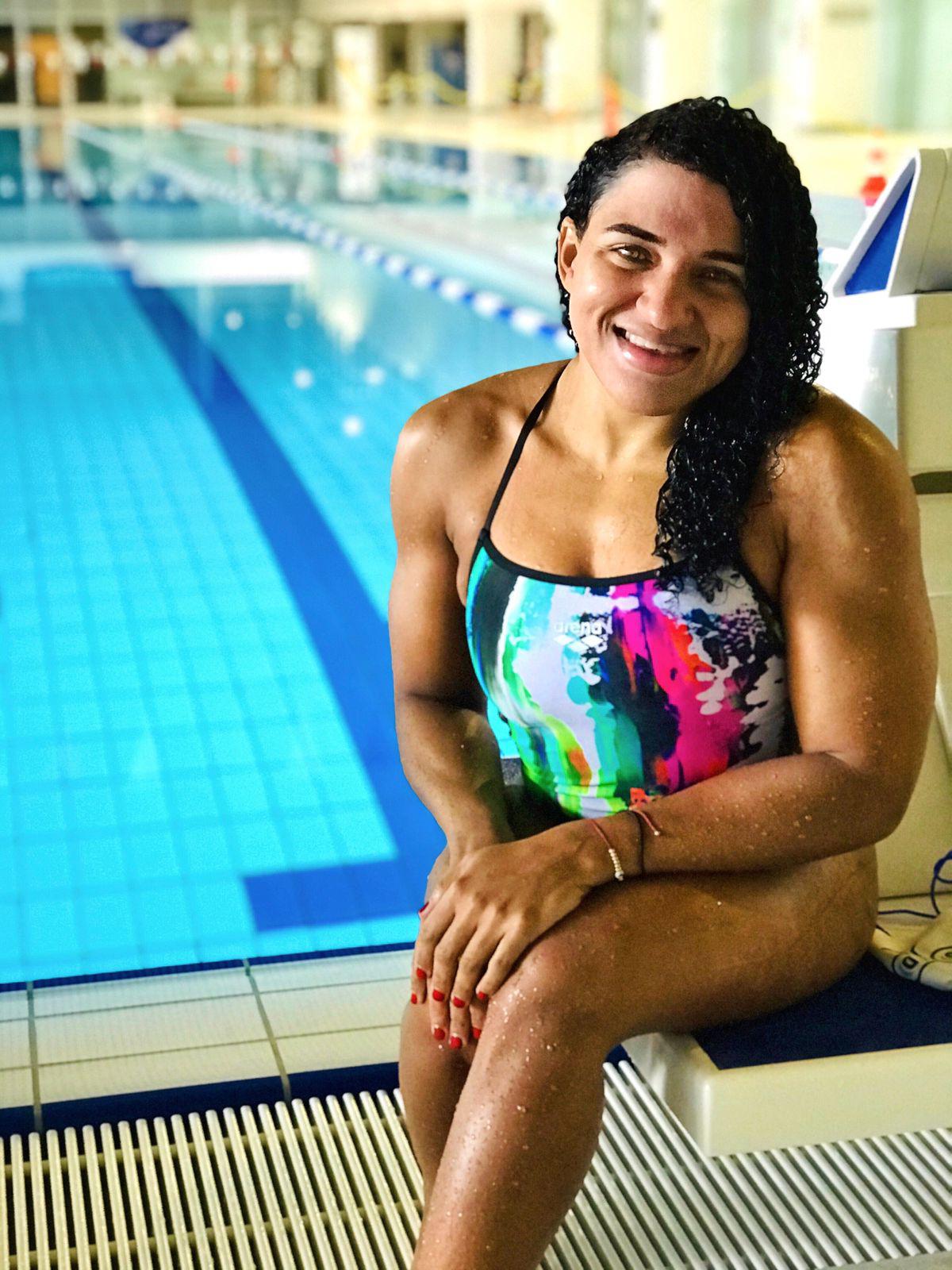 Alejandra Aybar en una sesión de entrenamientos, con miras a los Juegos Paralímpicos, Tokio 2020. (Fuente externa)