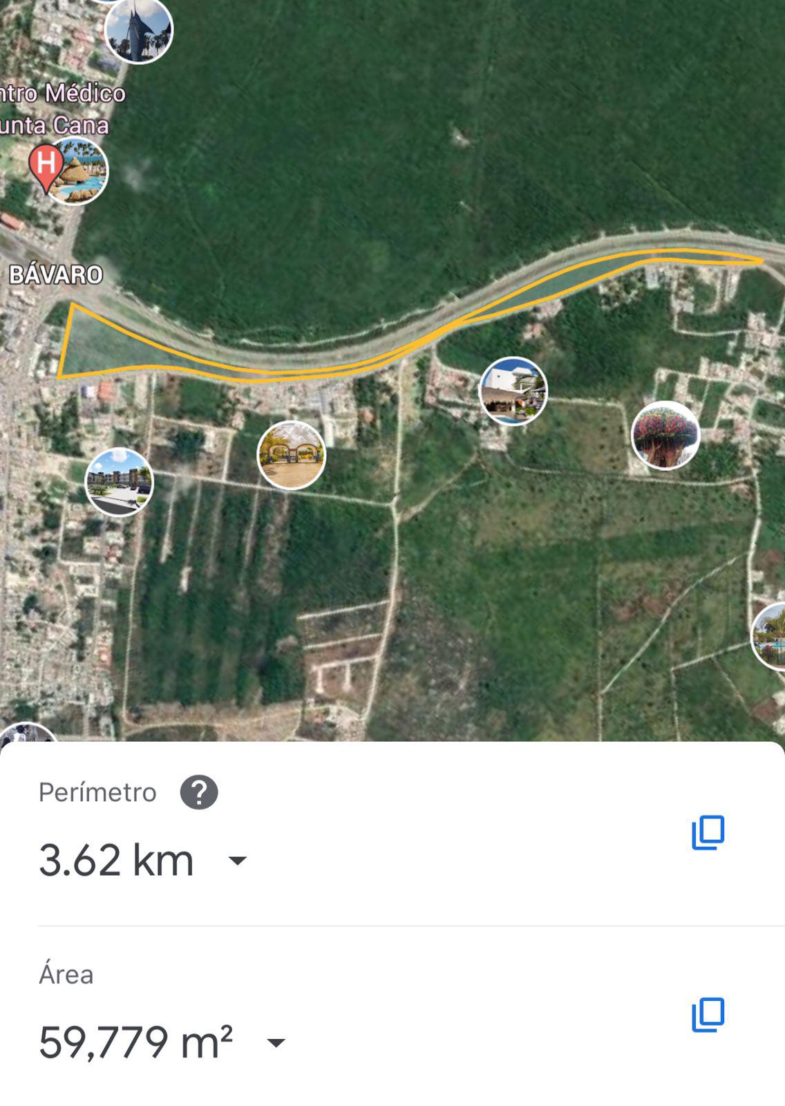 Estos terrenos verdes representan el centro de Bávaro y la proporción te tierra seleccionada en amarillo pertenece a los hoteles Palladium. Esa franja quedó cuando se construyó la Auto Vía. En estos terrenos es que proponen sean construidas las instalaciones deportivas. Piden al gobierno negociar esos terrenos para realiza el proyecto.