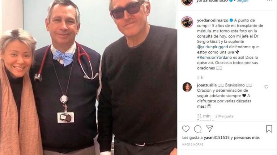 El cantante Yordano anuncia que ha derrotado su cáncer en la médula ósea El cantante Yordano anuncia que ha derrotado su cáncer en la médula ósea