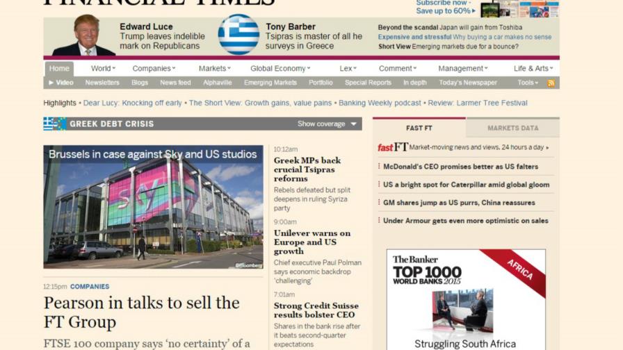 Pearson confirma negociaciones para la venta de Financial Times