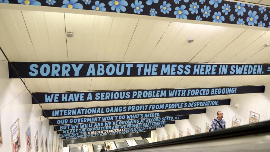 Indignan pancartas de un partido antiinmigrante en Suecia Indignan pancartas de un partido antiinmigrante en Suecia