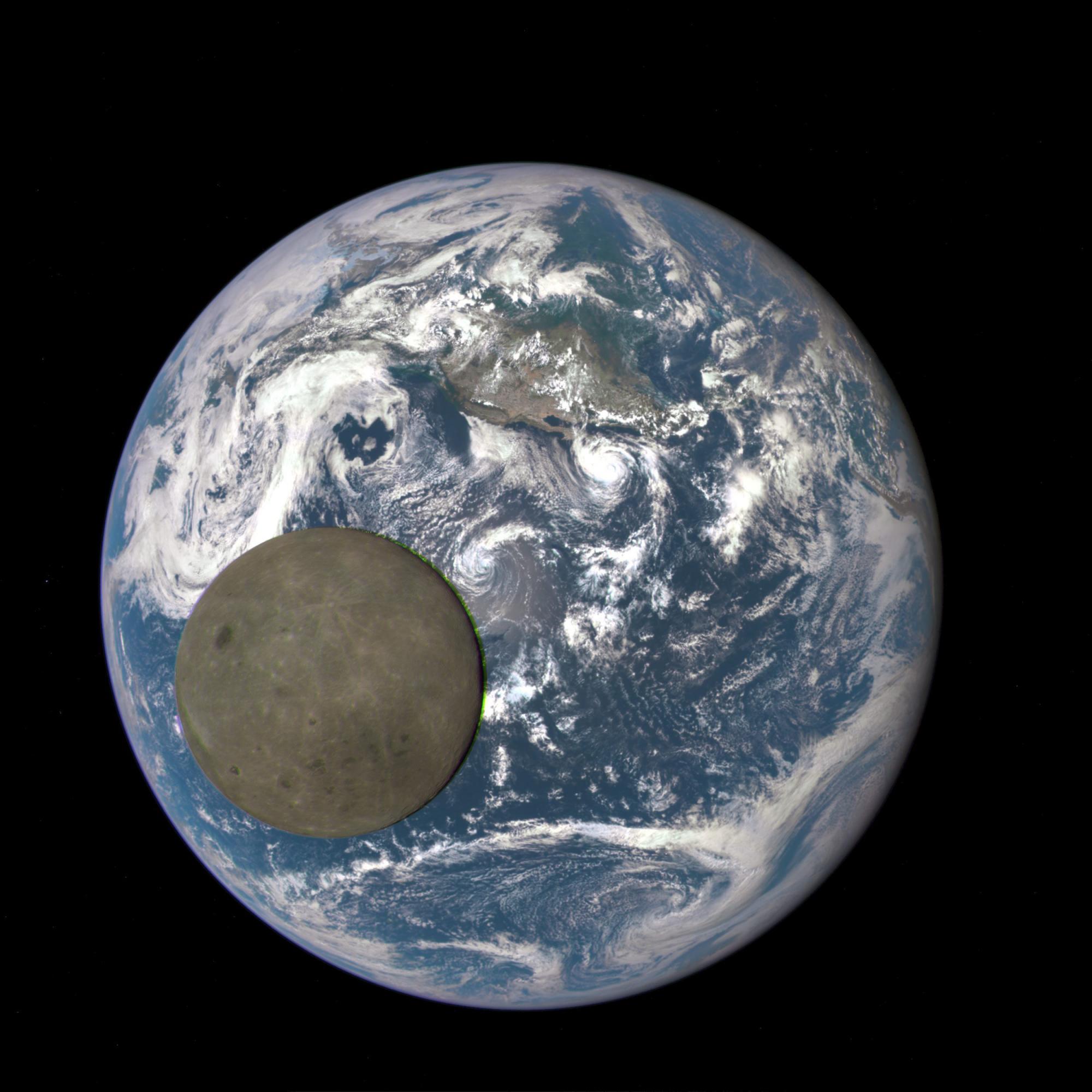 Fotografía de la Tierra y la Luna