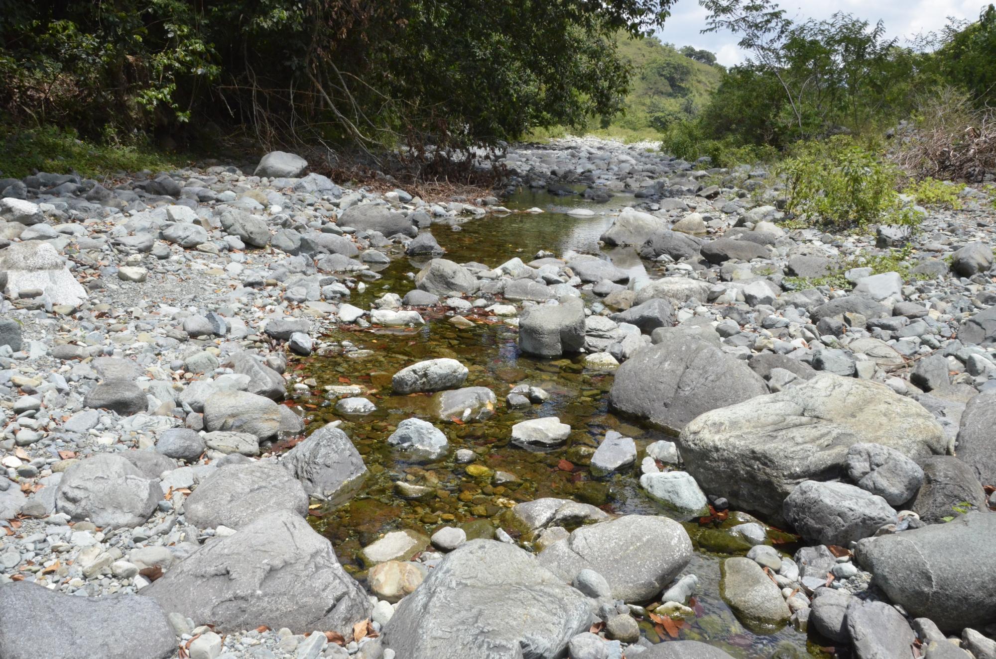 Cauce del río Duey, en el municipio de Villa Altagracia, cuya sequía ha afectado el sistema de acueducto del mismo nombre y por ende la distribución de agua en las comunidades de Santo Domingo Oeste.