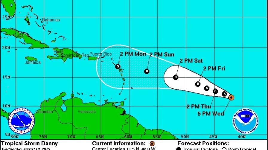 Tormenta Danny mantiene su rumbo hacia las Antillas Menores