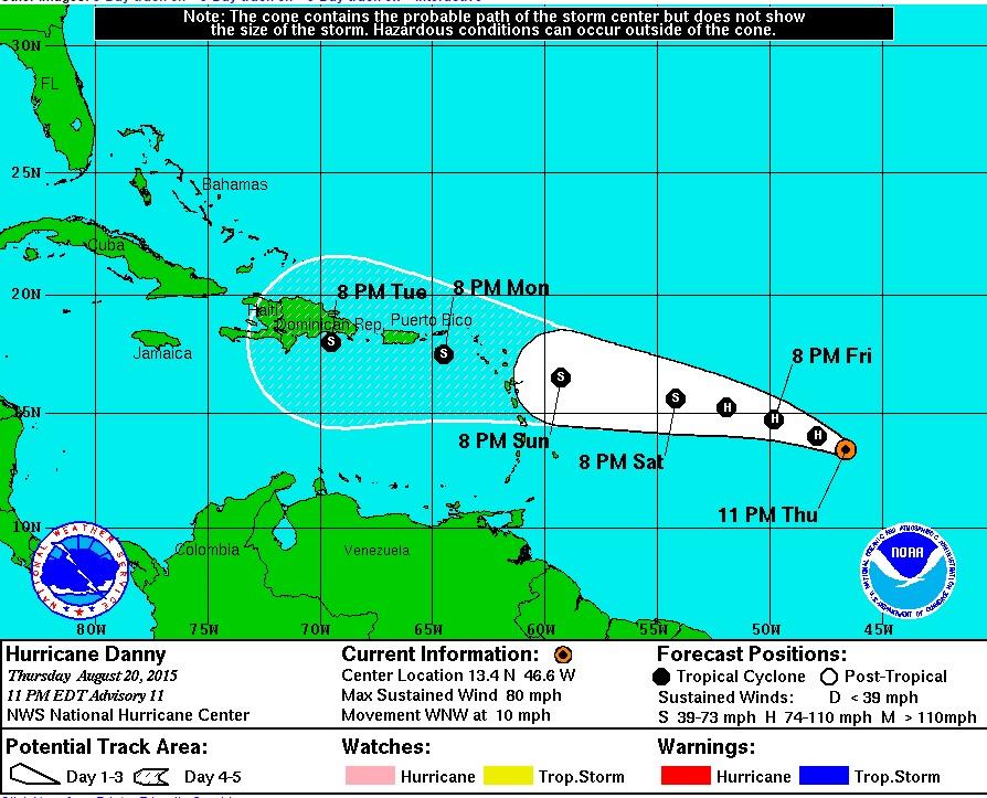 Centro Nacional de Huracanes pronostica “Danny” tocaría el país la noche del martes