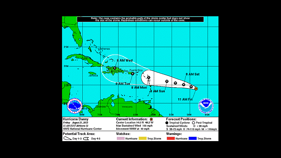 El huracán Danny se fortalece y pasa a la categoría 2 El huracán Danny se fortalece y pasa a la categoría 2