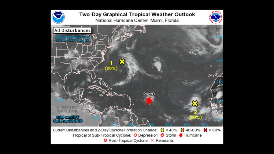 Huracán Danny se debilita a categoría 2 en su avance hacia Antillas menores Huracán Danny se debilita a categoría 2 en su avance hacia Antillas menores