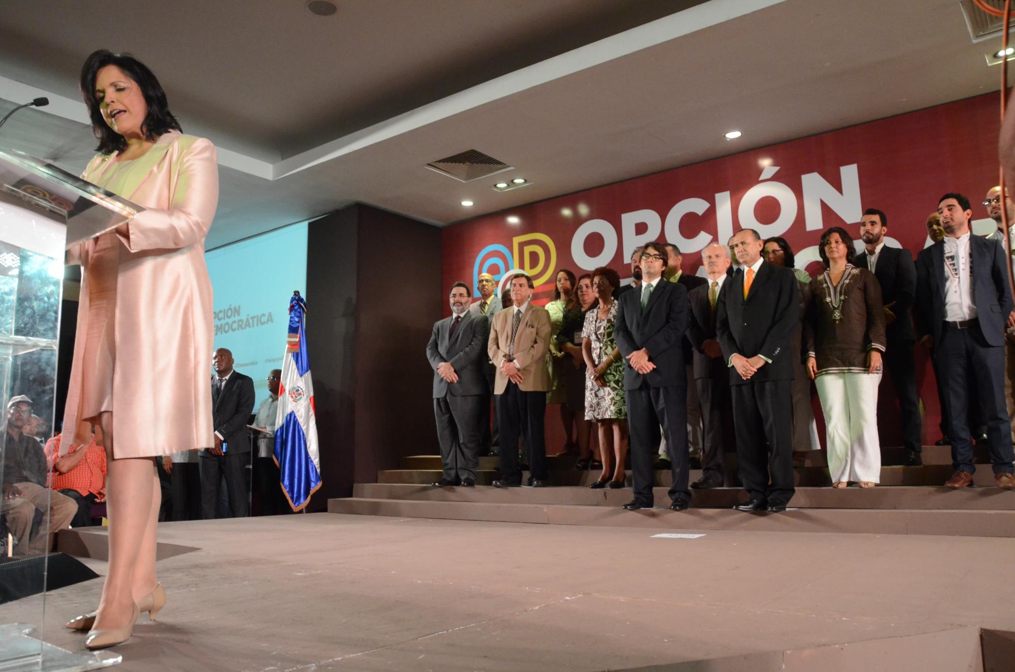 La diputada Minou Tavárez Mirabal durante el lanzamiento de su agrupación política Opción Democrática. 