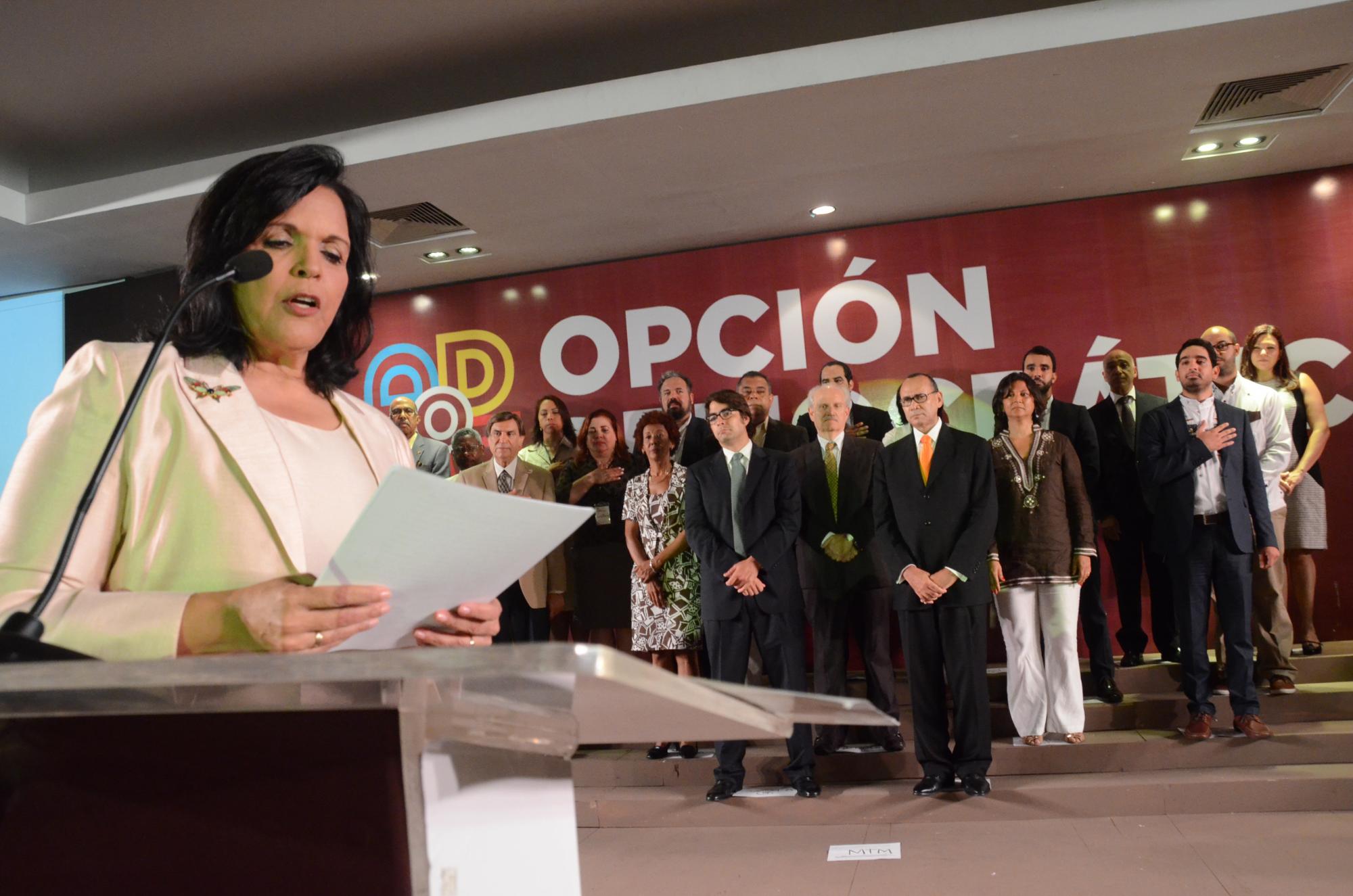 La diputada Minou Tavárez Mirabal durante el lanzamiento de su agrupación política Opción Democrática. 