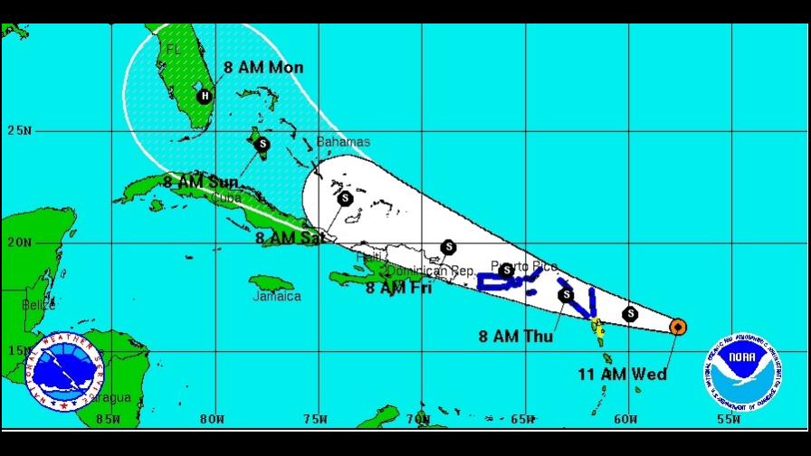 Erika incrementará las lluvias a partir del viernes a su paso cerca o justo al Norte de República Dominicana