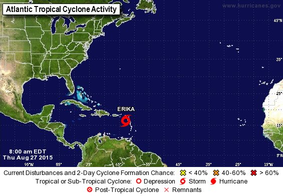 La tormenta Erika se fortalece antes de llegar a Puerto Rico; pasaría el viernes por República Dominicana