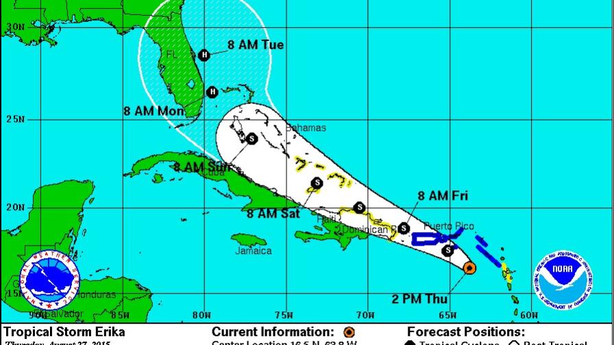 Advierten movimiento hacia el oeste de Erika mientras COE pone en alerta verde a 13 provincias