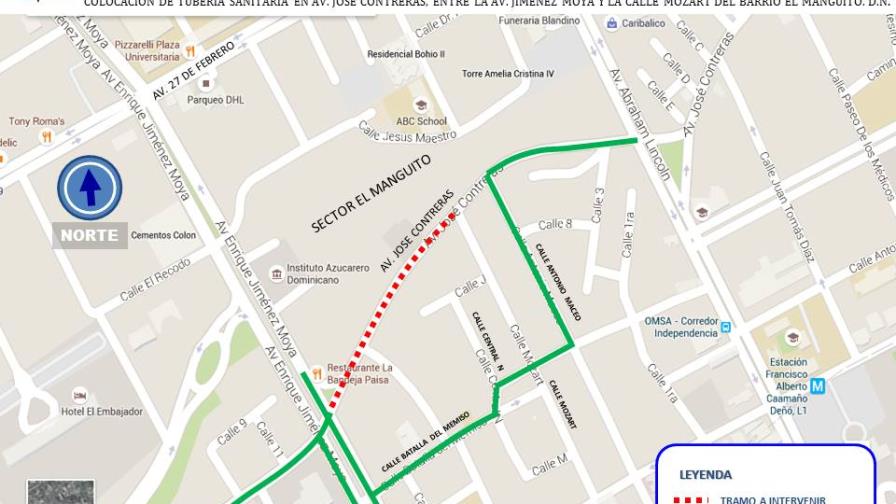 CAASD anuncia cerrará tramo de la José Contreras a la altura de El Manguito