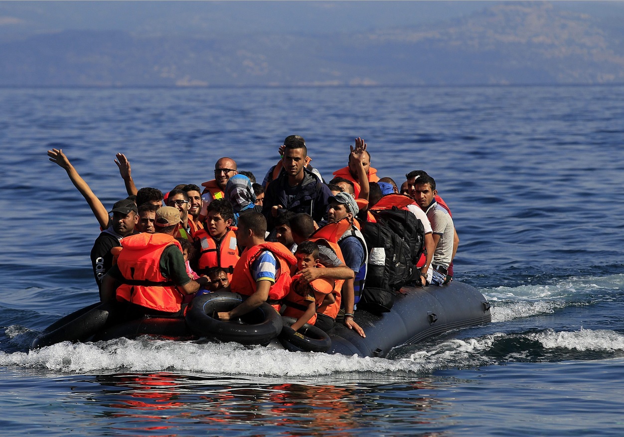 Refugiados en la isla de Lesbos.
