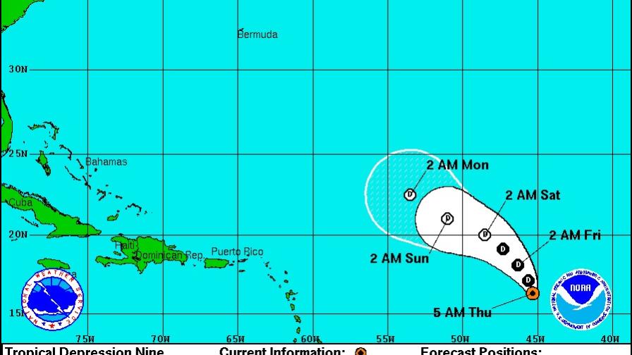 Se fortalece la novena depresión tropical en el Atlántico