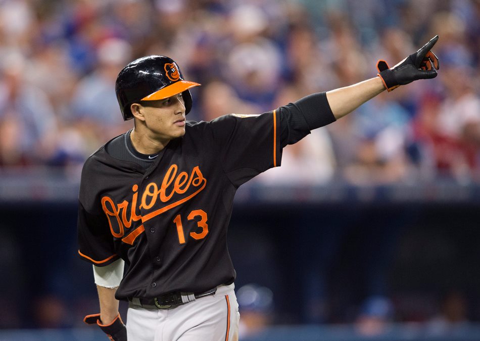 El dominicano Manny Machado de los Orioles de Baltimore está entre los mejores anotadores en la Liga Americana con 92 vueltas