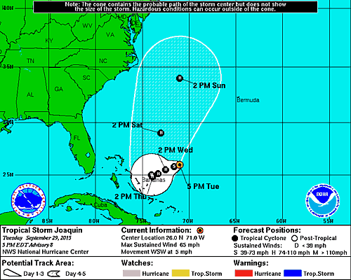 Tormenta Joaquín puede convertirse en huracán el miércoles cerca a Bahamas