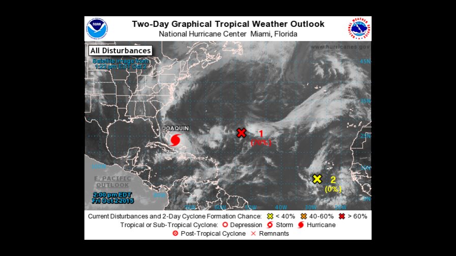 Huracán Joaquín se dirige ya hacia el Atlántico norte 