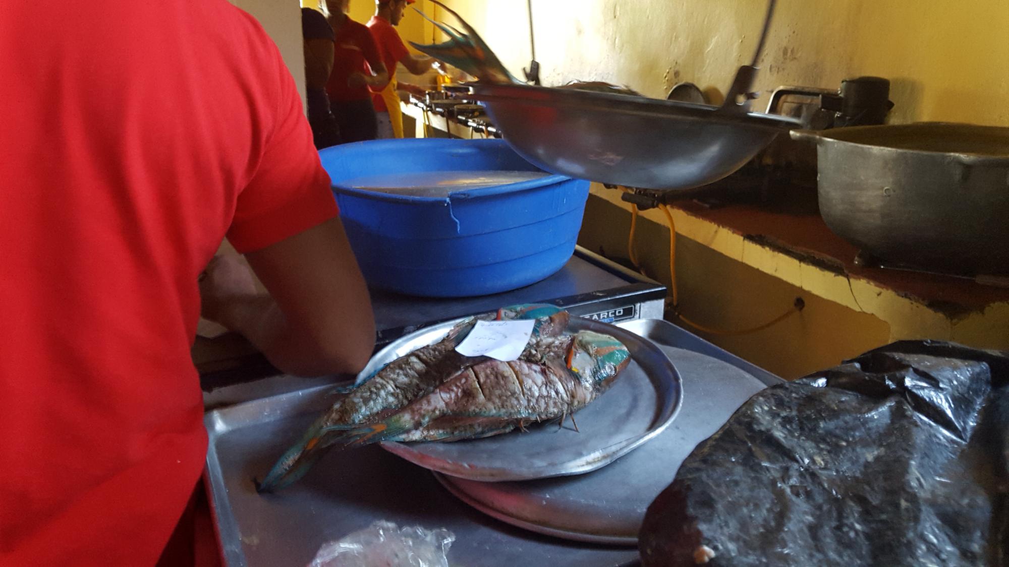 Las pescaderías son el principal atractivo de Maimón.