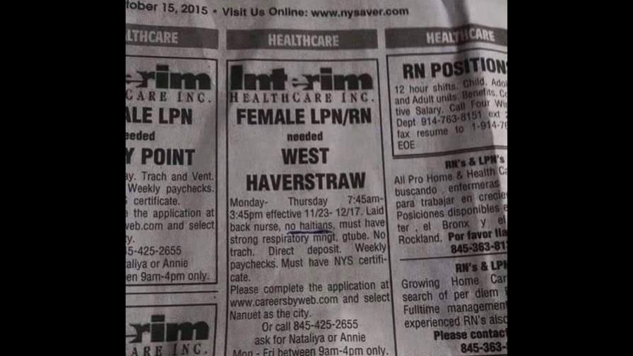 Se busca enfermera: “Haitianas abstenerse”; anuncio de empleo causa revuelo Se busca enfermera: “Haitianas abstenerse”; anuncio de empleo causa revuelo