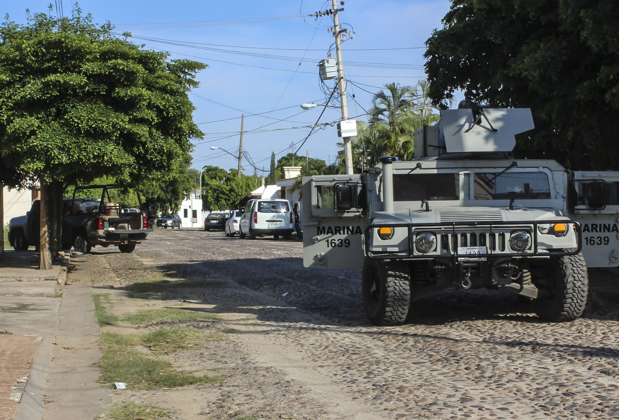 Un vehículo de la Marina en una calle de Culiacán, en el estado de Sinaloa (México).