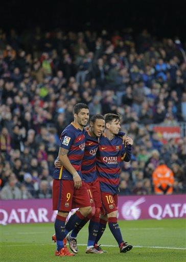 Barsa repite goleada con tantos de Neymar, Suárez y Messi 