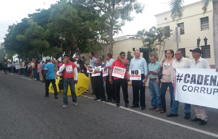 Grupo realiza cadena humana frente al Palacio Presidencial 