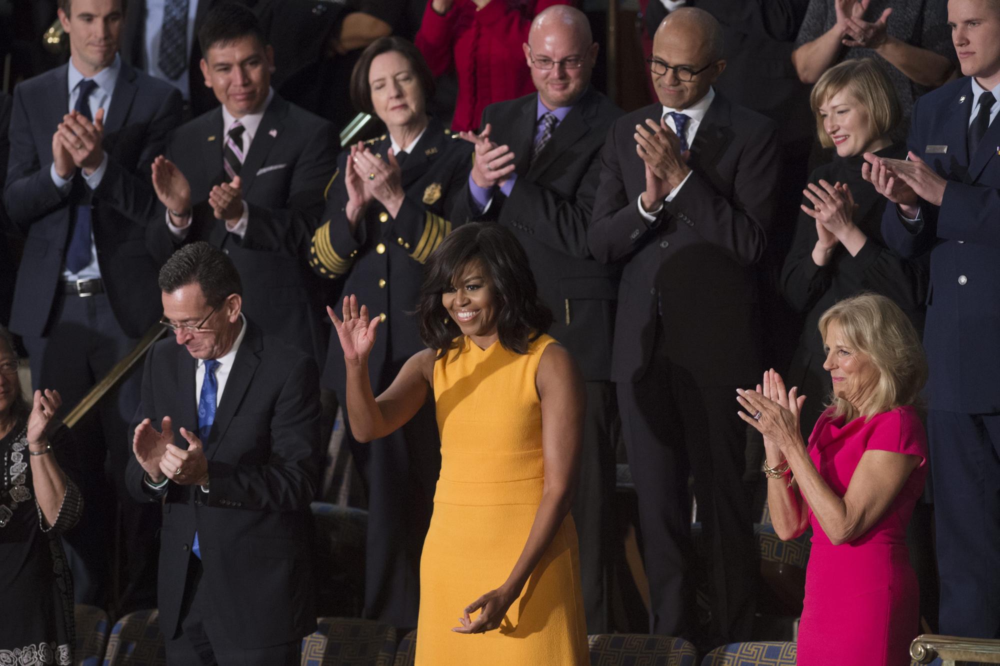 Michelle Obama asiste al discurso de su esposo
