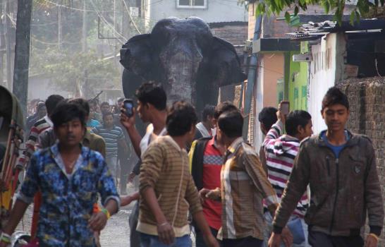 Una elefanta perdida destroza un poblado en la India