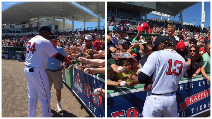 Ortiz y Ramírez firman autógrafos antes de partido