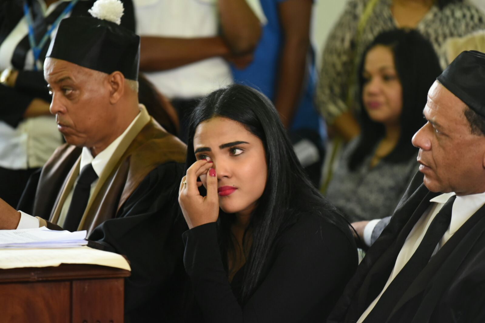 Martha Heredia llora durante audiencia hoy, 20 de abril de 2016.