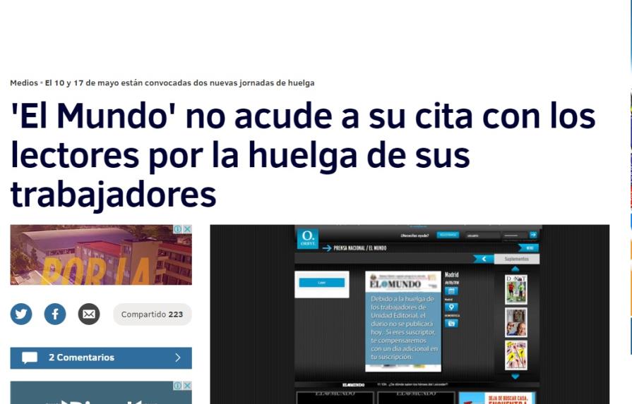 Huelga de empleados frena la publicación del diario español El Mundo    