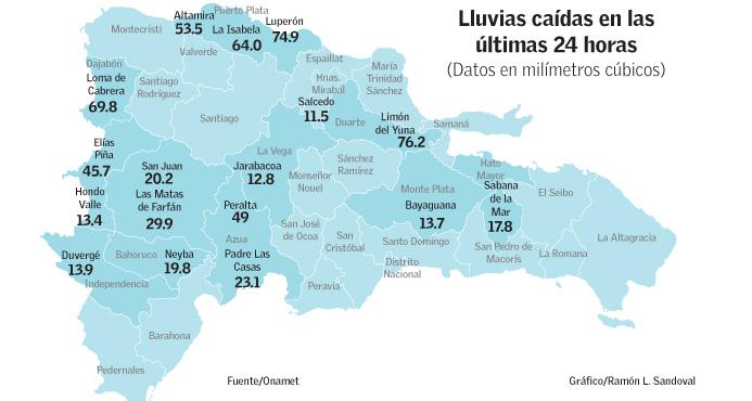 Samaná concentró más cantidad de lluvia