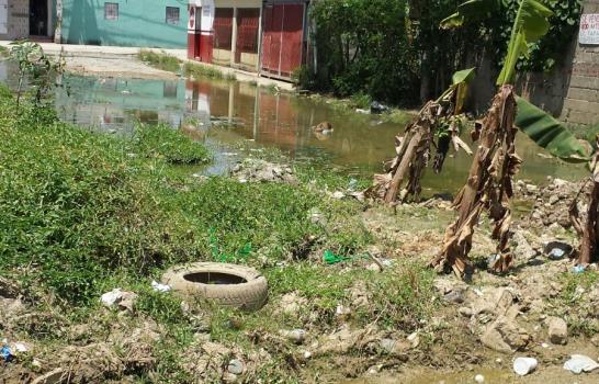 En barrio El Almirante exigen solución de calle convertida en laguna