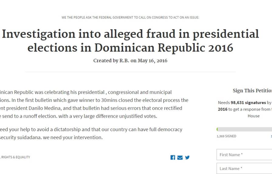 Piden vía web a Estados Unidos que investigue elecciones dominicanas