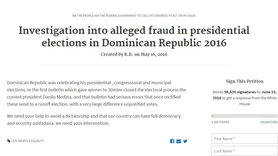 Piden vía web a Estados Unidos que investigue elecciones dominicanas