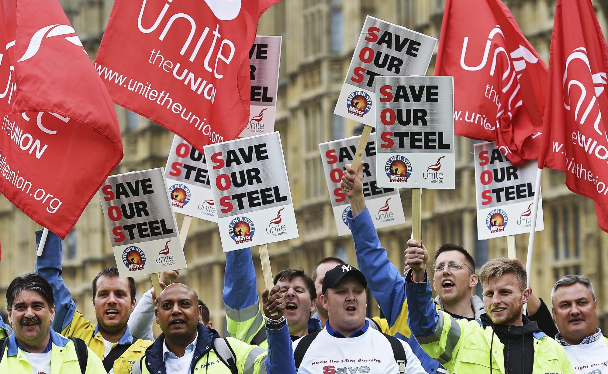 Protesta de trabajadores del acero en Londres