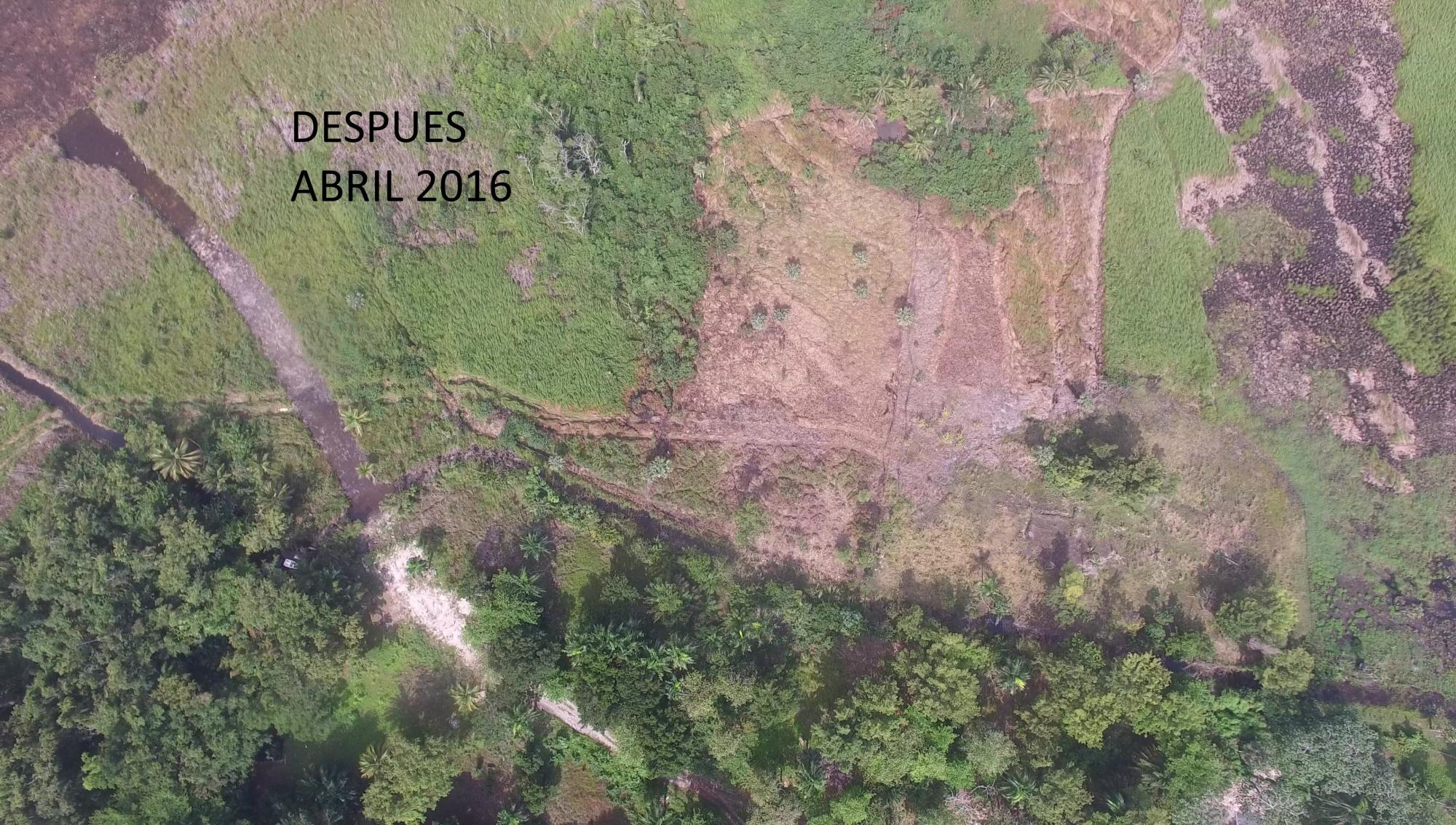 La misma zona totalmente seca.