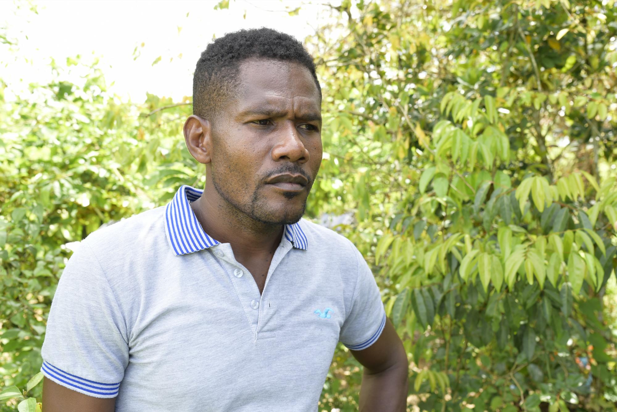 José Alcántara, primo de la víctima, mientras relata cómo hicieron el hallazgo de los restos. 