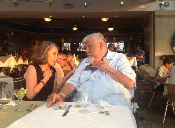 Encuentro entre Florinda Meza y Rubén Aguirre en febrero de 2016.