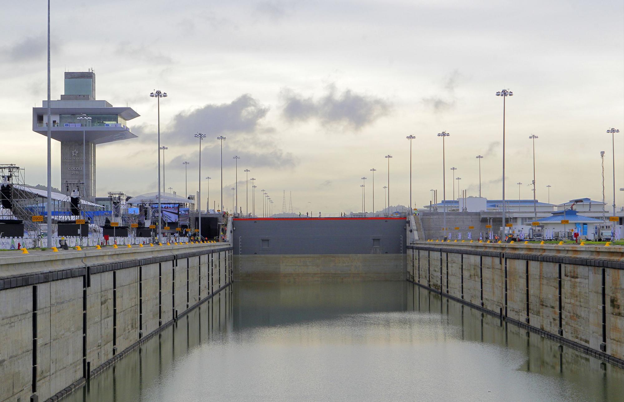 Vista de la esclusa de Cocolí, en la vertiente del Pacífico del proyecto de la ampliación del canal. 