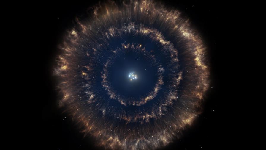 Encuentran el primer ejemplo de tres cáscaras de supernova concéntricas