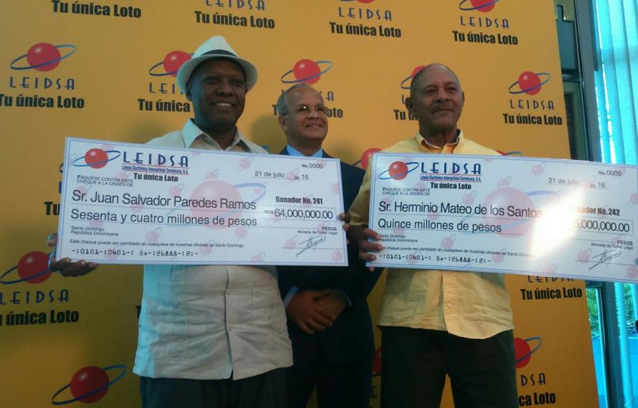 Leidsa entrega 79 millones a dos nuevos ganadores de la Loto