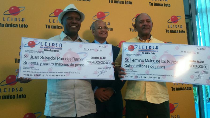 Leidsa entrega 79 millones a dos nuevos ganadores de la Loto