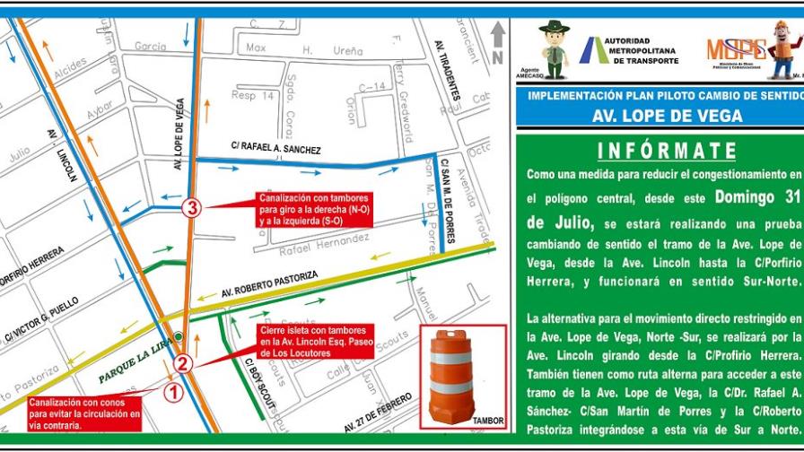 Cambiarán sentido a tramo de la avenida Lope de Vega Cambiarán sentido a tramo de la avenida Lope de Vega