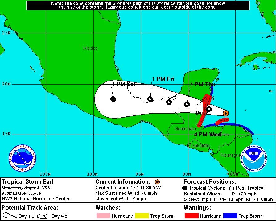 Tormenta Earl se convierte en huracán al aproximarse a Centroamérica