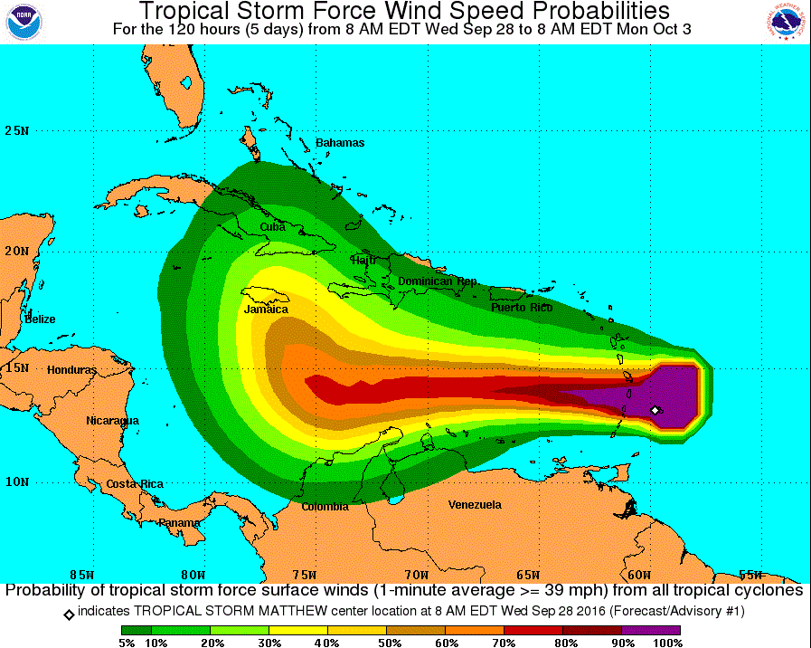 Empeoran condiciones en islas de las Antillas menores por tormenta Matthew
